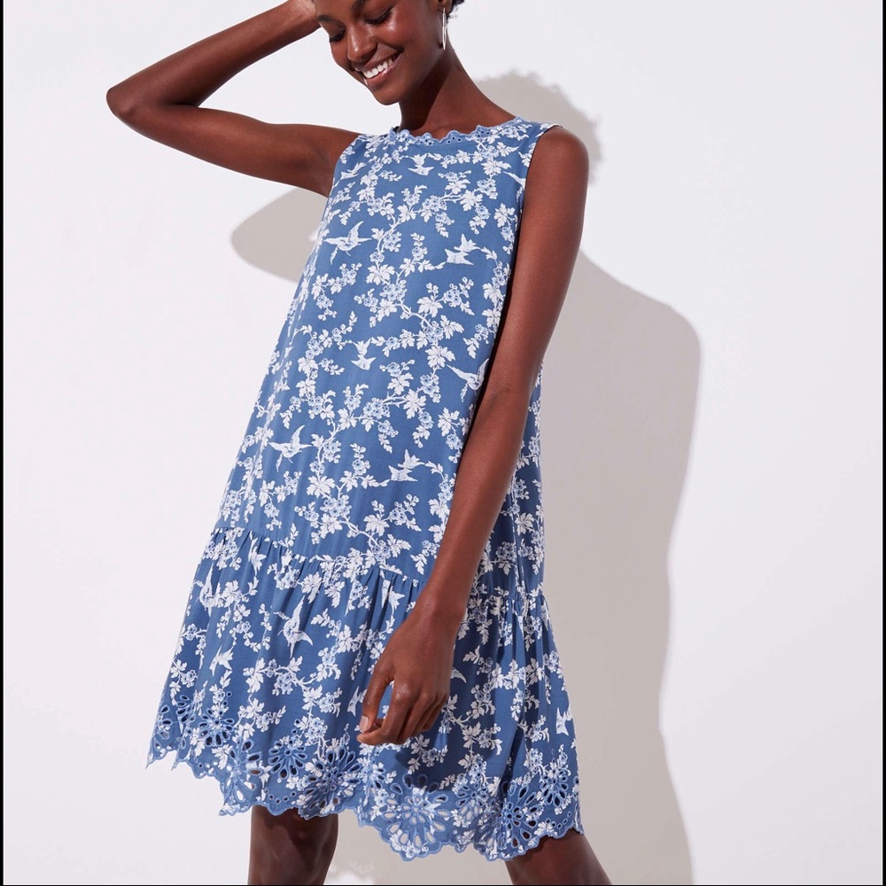 BNWT LOFT Floral Eyelet Flippy Dress